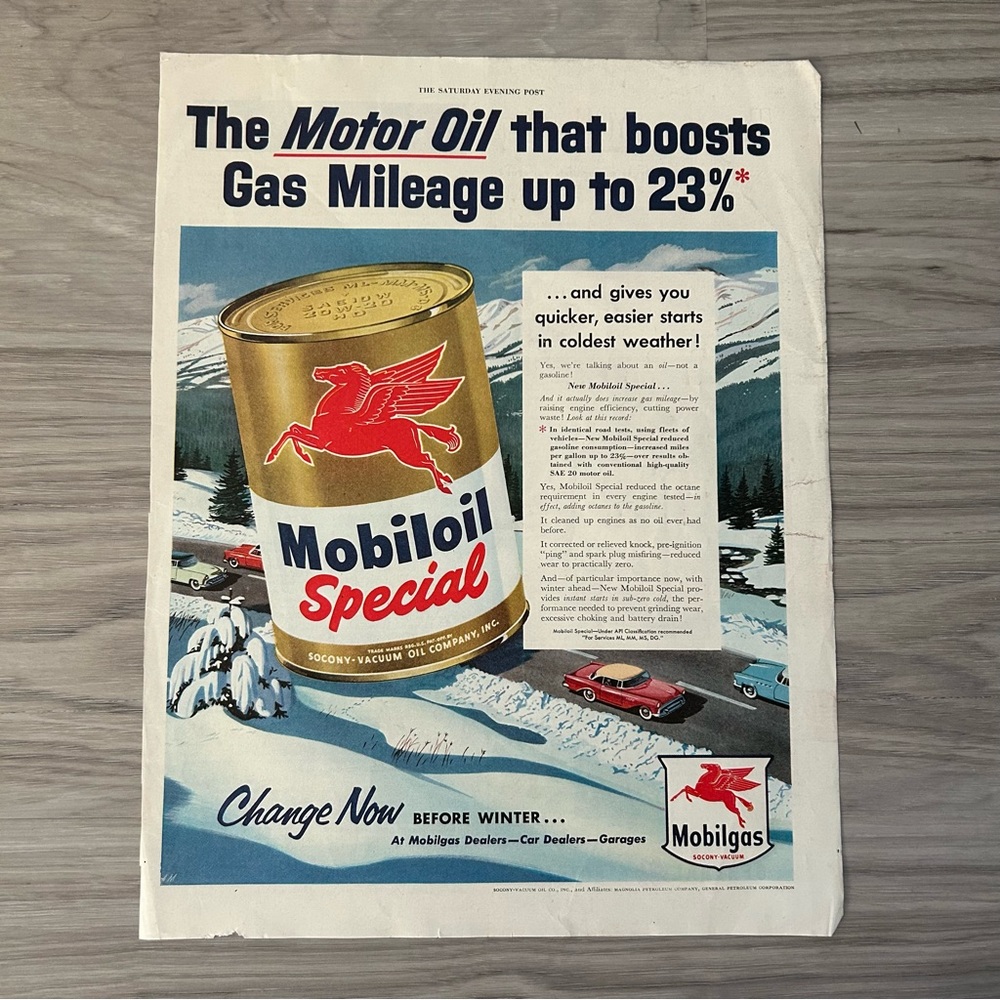 Vintage mobile oil ad